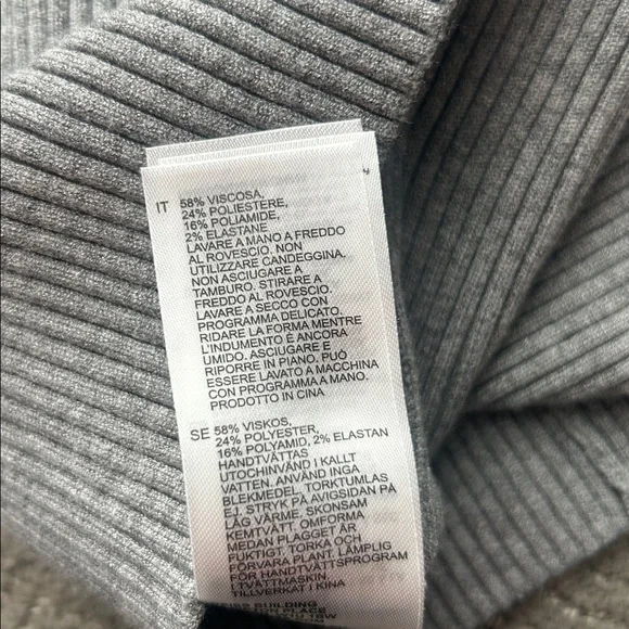 Reiss Grey Ribbed Knit Polo Top Button Front Long Sleeve Size S - Picture 8 of 11